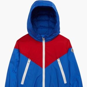 Moncler junior size 12 red and Blue color-block inside out jacket